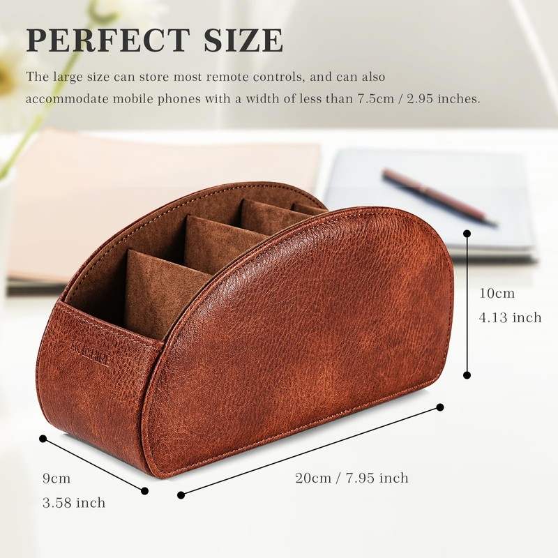molshine Remote Control Holder with 5 Compartments, PU Leather Remote
