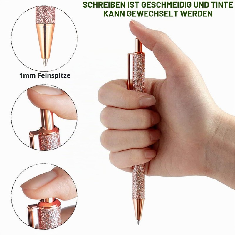 NTGRTY 7 Glitter Ballpoint Pens Bling Metal Pens for School