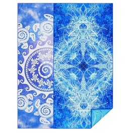 Pack of 2 Beach Towels, Microfibre Beach Towel, Quick-Drying, Lightweight, Sand-Free Towel, Beach Towels, Summer Beach Gifts for Adults (Rotating Turtle/Mysteriou Blue, 160 x 80 cm)