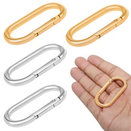 4 Pcs Purse Clip Set, 1.96"x0.96" Oval Ring Keychain Clip, Heavy Duty Key Hook for Purse, High Hardness Zinc Alloy Carabiner Rings for Keys, Backpacks, DIY Crafts, Pet Leashes Stylish Key Holders