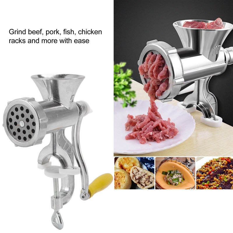Meat Grinder Small Aluminum Alloy Composite Wood Incisive Blade Silver