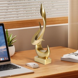 Magicsculp Gold Fire Sculpture with Gift Box, Decor Modern Flame Statue, Home Decor Abstract Art Flame Statue for Living Room Dining Table Centerpiece Office Desk Coffee Table TV Stand Decoration