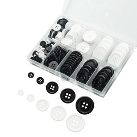 Lilaly 160 pcs Black Buttons for Crafts, 5 Sizes Mixed Round Sewing Buttons for Clothes, Suitable for for DIY Crafts, Coats, Shirts, Pants, Shorts (Black)