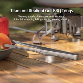 Boundless Voyage 6.7/10 inches Titanium Ultralight Grill BBQ Tongs Multipurpose Tweezer for Kitchen Food Tongs Buffet Salad Steak Clip Grill Accessories Anti-scalding (Ti1563A - (25cm))