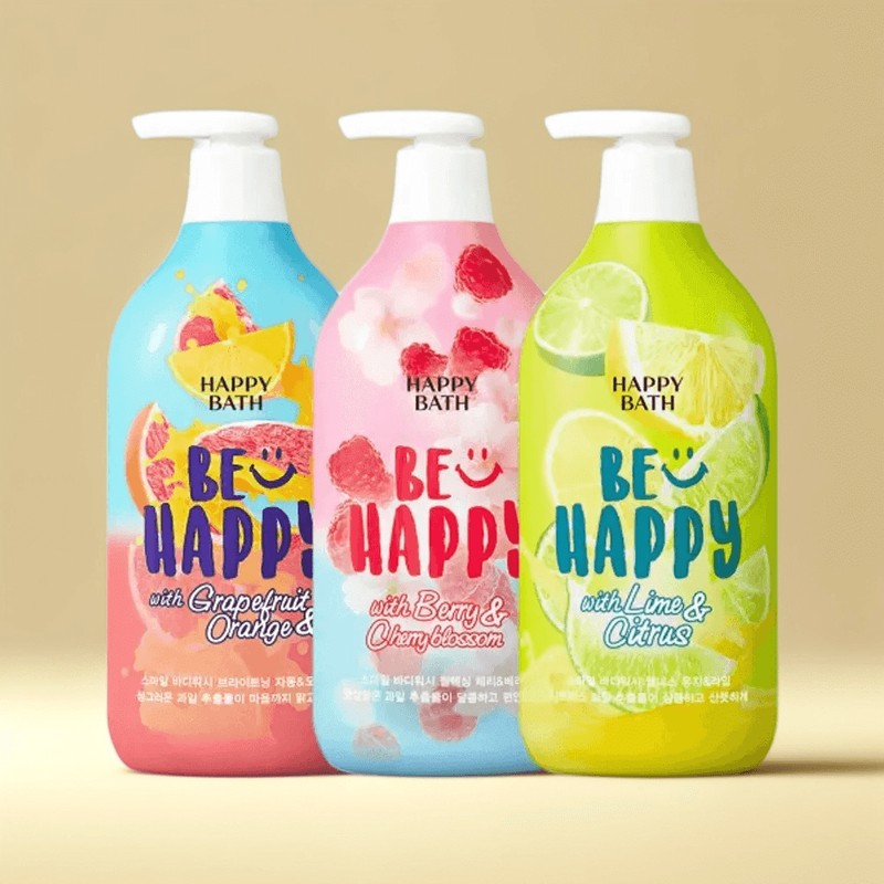 Happybath 해피바스 스마일 바디워시 900g 3개(유자+체리+자몽) 향좋은 바디클렌저 최근생산 Happybath