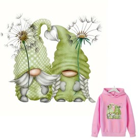 Christmas Adorable Cartoon Gnome with Dandelion Iron On Transfers for T-Shirts Rub on Transfers Stickers Vinyl Ready to Press Stickers Iron on Decals for T-Shirts Clothing Hoodie DIY Crafts