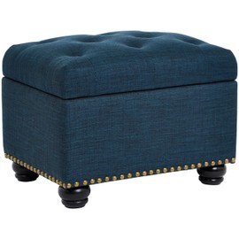 FIRST HILL FHW Storage Ottoman, Blue Linen