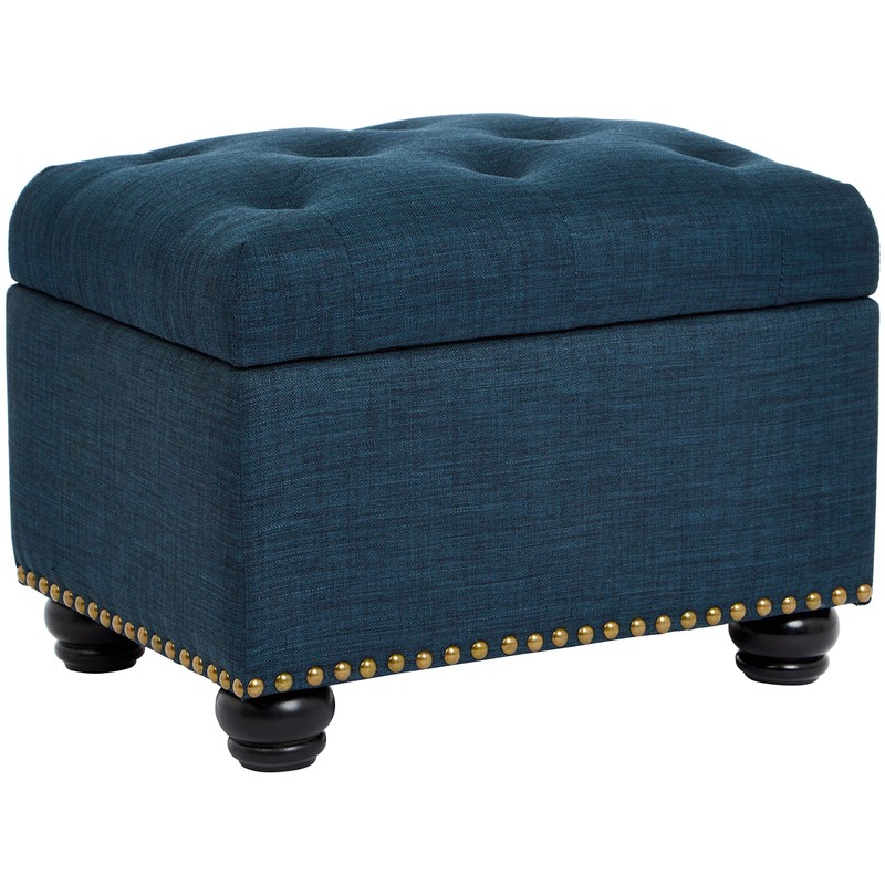 FIRST HILL FHW Storage Ottoman, Blue Linen