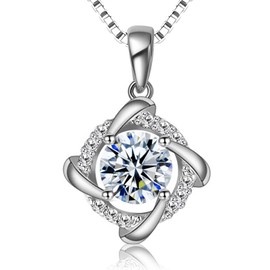 Women's 925 Silver Moissanite Pendant Necklace, 1CT Moissanite Diamond Laboratory Cultured, 925 Silver Plated with 18K White Gold Plated Pendant Jewellery - Free Gift Box