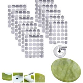 300 Piezas D Etiquetas Metálicas Para Pegamento+ Piedra Jade Etiquetas Gris Metalico Y Piedra Jade Verde