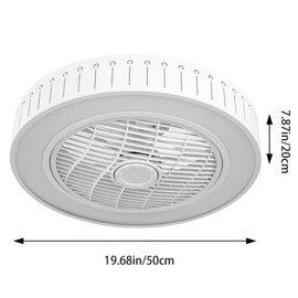 AOOCHU 25" Ceiling Fan With Dimmable Light Remote Control Flush Mount Lamp Bladeless Invisible Blades Led Lights Chandelier Home Round Style Intelligent Fans Low Profile Enclosed Smart Lighting White