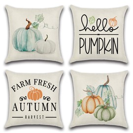 Artscope Fall Decor Cushion Covers 50x50cm Fall Decorations Pumpkin Patch Leaves Harvest Outdoor Fall Throw Pillows Farmhouse Thanksgiving Autumn Cushion Case for Couch
