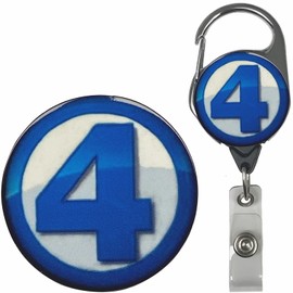 Superhero Real Charming Retractable Metal Carabiner ID Badge Holder Badge Reel (Fantastic MC)