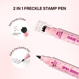 Freckle Pen, 2-in-1 Freckle stamp & Eyeline pen, Waterproof Quick Dry Long Lasting Soft Faux Freckles, Lifelike Magic Stamp Marker For Sunkissed Makeup