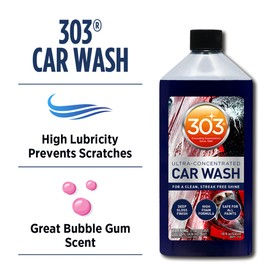 303 Products Car Wash with Wash Mitt - High Foam Formula - Ultra Concentrated Formula - Deep Gloss Finish - for A Clean Streak-Free Shine - Safe for All Paints - Bubble Gum Scent, 18 fl. oz. (30577)