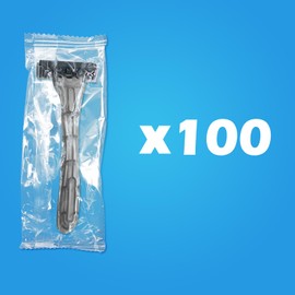 (100 Count) Kheoxusa 3 Blade Disposable Razors,Three Blade Disposable Razors,Triple Blade Disposable Razors,Disposable Razors Individually Wrapped,Disposable Razors for Hotel,Airbnb,Travel,Tattoo-Grey