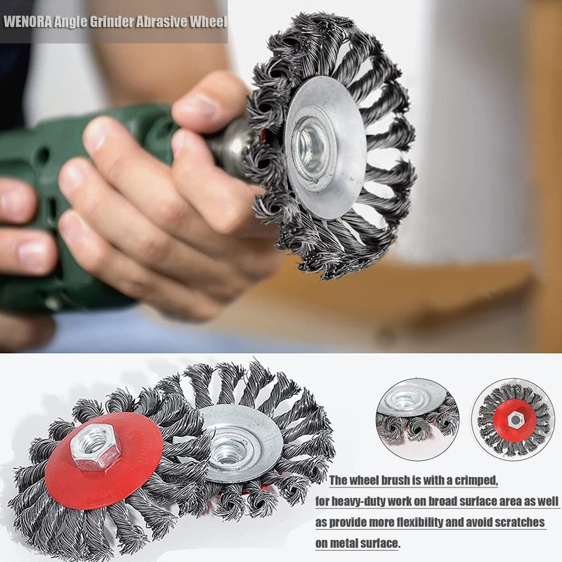WENORA Wire Wheel for 4 1/2 Angle Grinder, 2 Pack
