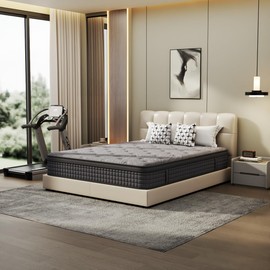 BedsPick Queen Mattress, Queen Mattress in a Box and Pocket Spring Hybrid Mattress, Medium Firm Feel for Pressure Relief, 12 Inch Mattress Queen Size, CertiPUR-US Certified