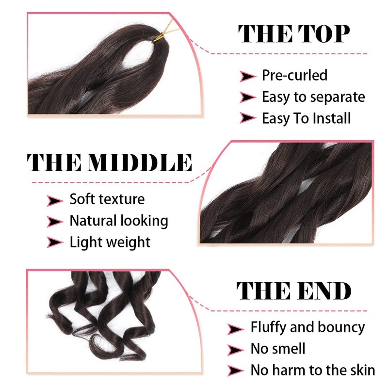 Conrora French Curly Braiding Hair - 24 Inch, 2 Packs,