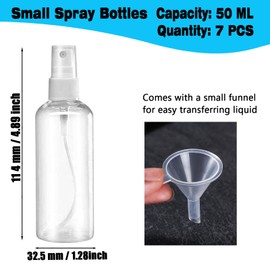 Sprühflasche mit feinem Nebel, 7 Stück, 50 ml, Reise-Sprühflasche, transparent, leer, nachfüllbare Kunststoffflaschen, Mini-Sprühflasche, kleine Sprühflaschen, transparenter Kunststoff, Urlaub,