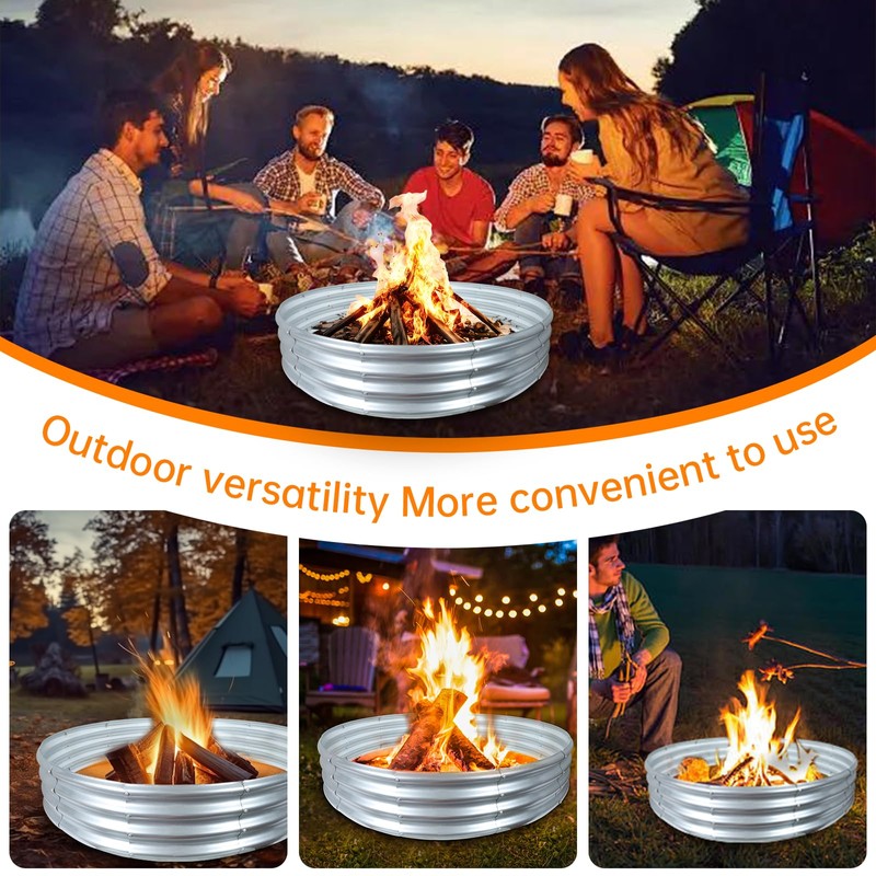 60 Inch Fire Pit Ring 5FT Galvanized Steel Burn Barrel,12"