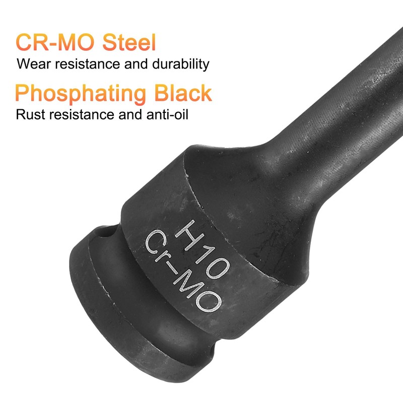 sourcing map 10mm Hex Impact Bit Socket H10 1/2" CR-MO