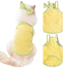 Fnaobai Dog Summer Clothes Puppy Heart Breathable Sleeveless Tank Top for Small Medium Dogs Cats Yellow M