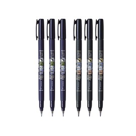 Tombow Fudenosuke Brush Pen, 6-Pack, Hard Tip (GCD-111) x3, Soft (GCD-112) x3 - for Precision Drawing, Sketch Notes & Calligraphy| Top Gifting Idea
