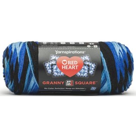 Red Hearts All in One Granny Square Black - Blue Beacon Yarn - 1 Pack of 250g/8.8oz - 100% Acrylic - #4 Worsted (Medium) - 381m/417Yards - for Knitting, Crochet and Amigurumi