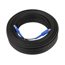 Throncom Indoor Single Mode Single core Fiber Optic Cable with SC Connector 50m(164FT), 1 core 2 Steel Wire Optical Cable OS2 Jumper Leather Optical Patch Cord