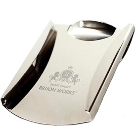 [BillionWorks] Men's Money Clip Card Slot, Thin Card Case, Silver, Silver