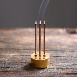 Brass Incense Stand, Mini Incense Holder, Cute, Altar Incense Stand, Stylish, Japanese Style, Convenient to Carry, Meditation, Study Room, Teahouse, Yoga Museum (Cylindrical)