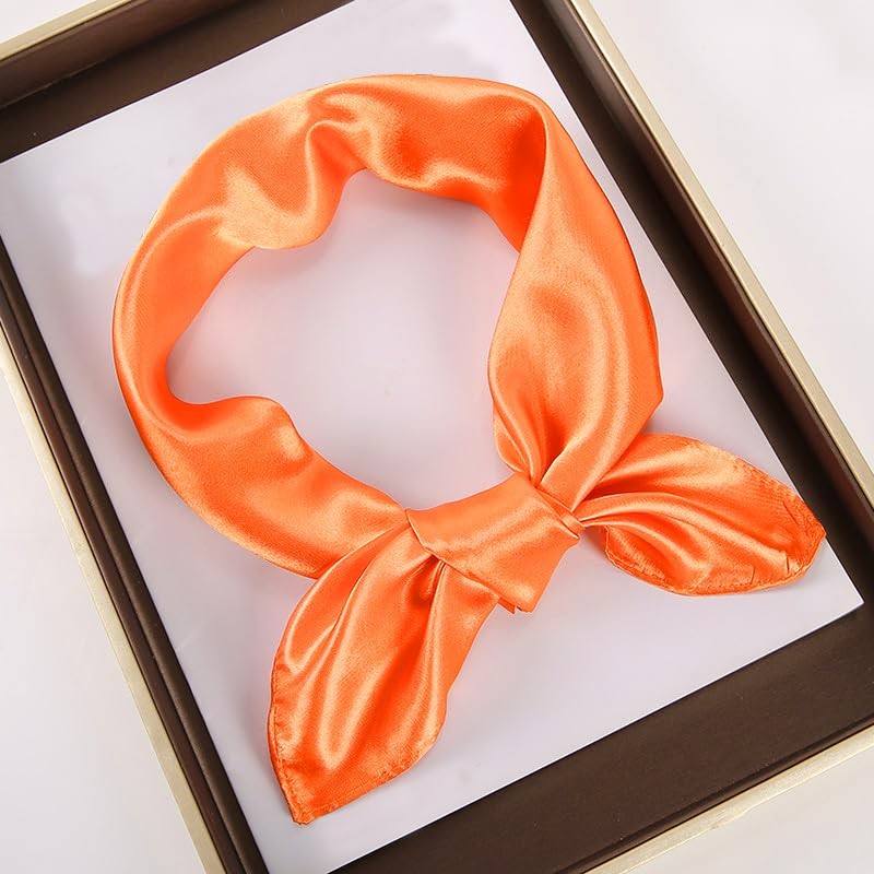 1 Piece of Orange Square Satin Scarf Wrap Neck Scarf