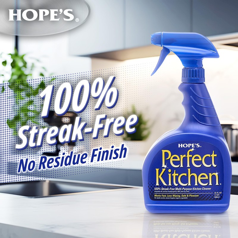 HOPE'S Perfect Kitchen Cleaner Spray - 32 Oz No-Residue All