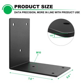 Andorm 2 Pack Heavy Duty Corner Angle Brackets for Outdoor Framing 6" x 5" 90 Degree Thickness 5mm(1/5"), L Bracket for Wood 6X6