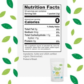 Stevita Stevia with Xylitol Supreme - 50 Packets - All-Natural Sweetener, No Calories - Non-GMO, Vegan, Kosher, Keto, Paleo, Gluten Free, Erythritol-free - 50 Servings