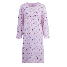 Zeitlos Women's Long Sleeve Rose Nightshirt M-6XL Plus Size Buttons, pink, XXL