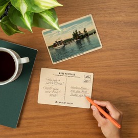 Lake Winnipesaukee, New Hampshire, Uncle Sam Steamer at the Loon Island Landing (4x6 Birch Wood Postcards, 2-Pack Stationary, Rustic Home Wall Decor)