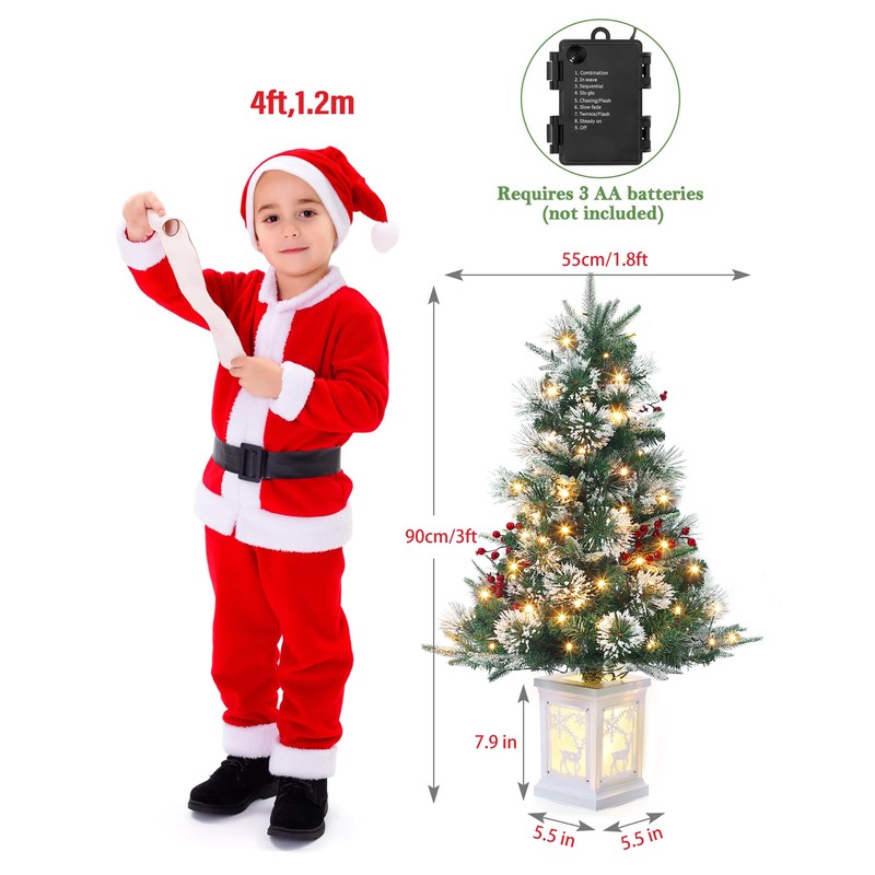 3 Ft Mini Christmas Tree with Premium 78 Warm White