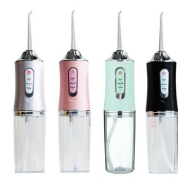 Electric Water Flosser, Portable Rechargeable Oral Irrigator with 4 Multifunctional Nozzle for Home & Travel, Waterproof Teeth Cleaner, 3 Modes Teeth Cleaning Tool, Winter Gift, Gift Mouth Care Flossing Comfort - Color: pink