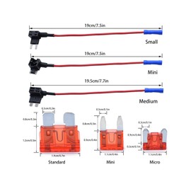 3 Types Add-a-Circuit Fuse TAP Fuse Adapter Kit Mini APM ATM/Standard ATO ATC APR ATS/Low Profile Mini Blade Fuse Holder for Cars Trucks Boats Marine