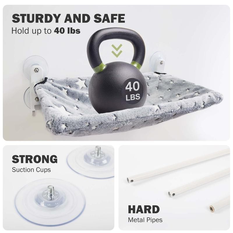 POMESEA 【POMESEA Cat Window Perch】Sunbathing Hammock with Hook Design,Glow in