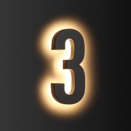 LMP 12V DC Low Voltage Led House Numbers Address Numbers 8 Inches, Modern Lighted House Numbers glow at night, Waterproof Corrosion Resistant, Easy to Install (number 3 No Powers)