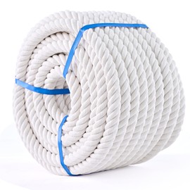 White Cotton Rope 1/2in × 150ft Natural Twisted,Available as Used for Tug of War, Navigation, Fitness and Making Handicrafts, etc