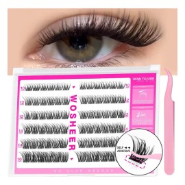 Wosheer Pestañas Adhesivas Con Cinta Autoadhesiva Diy Extensión De Pestañas Sin Pegamento 10-16mm longitud mixta curva D Pestañas Natural Effect Adecu