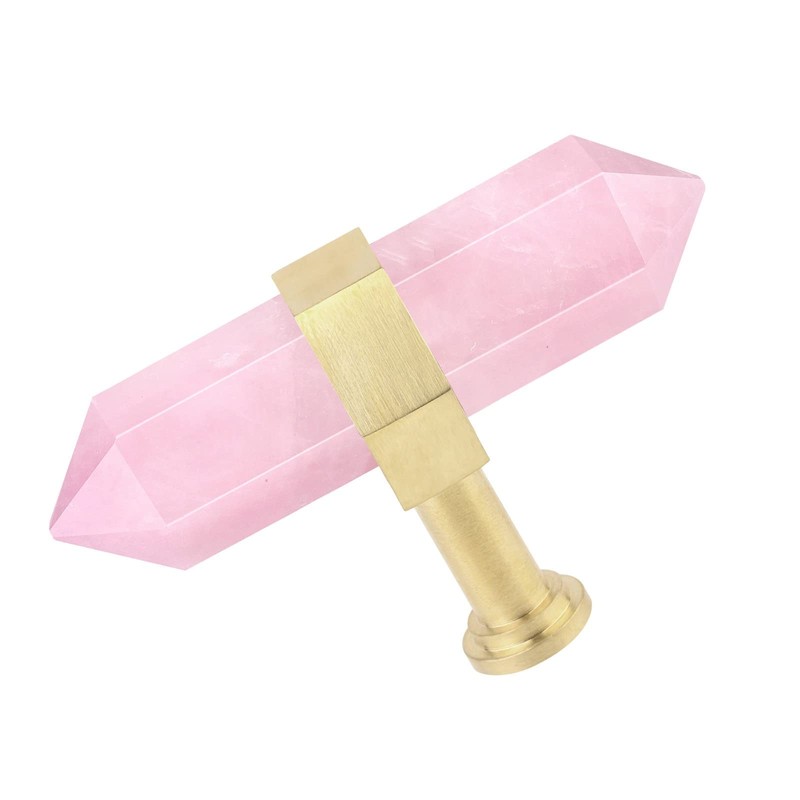 mookaitedecor Pack of 2 Rose Quartz Hexagon Double Crystal Dots