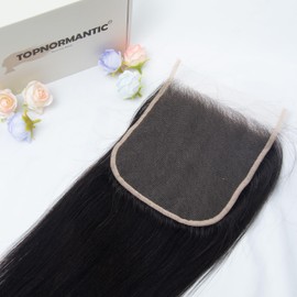 Topnormantic 5x5 Real HD Lace Closure, 0.11mm Skinlike Invisible Swiss HD Lace Pre Plucked with Baby Hair Straight Human Hair Closure Undetectable Melted Lace Closure Natural Hairline Free Part 16Inch