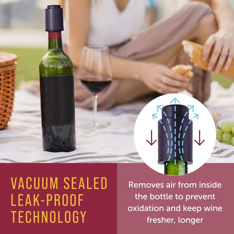 Vacuum Wine Stoppers - Leak-Proof Vacuum Pump Wine Preserver -