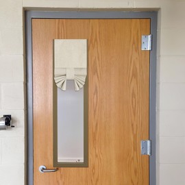 NICETOWN Classroom Door Curtain, 100% Light Block, Multi-use, no Noise, Thermal Insulated Linen Door Curtains, Tie Up Roller Shade, Window Blind, Office, Apartment (10Wx30L, Natural, 1 Panel)