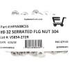 FAS (50) 8-32 Stainless Steel Serrated Flange Nuts 304 Stainless